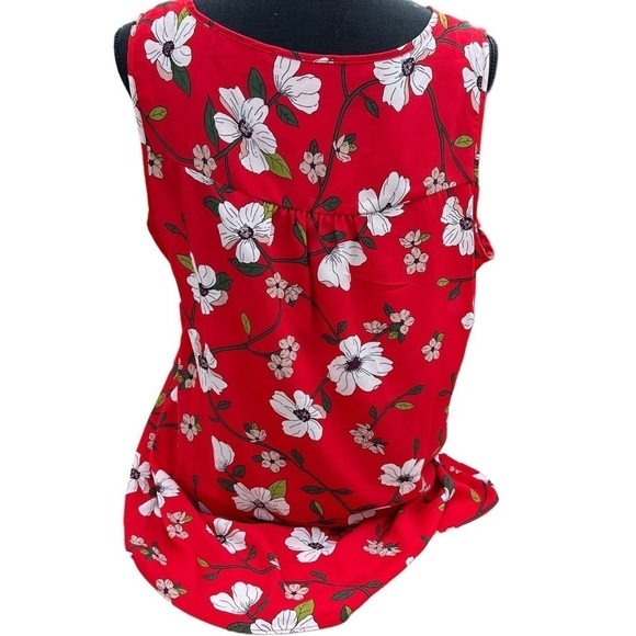 3x25* Chelsea & Theodore Women's Sleeveless Red White Floral Print Hi-Low Hem - Picture 8 of 15